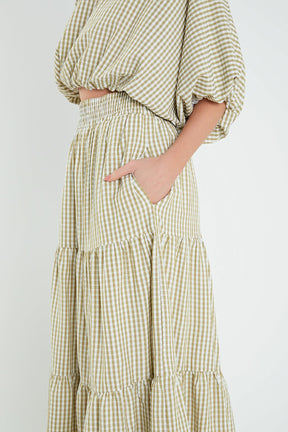 ENGLISH FACTORY - Check Print Tiered Maxi Skirt - SKIRTS available at Objectrare