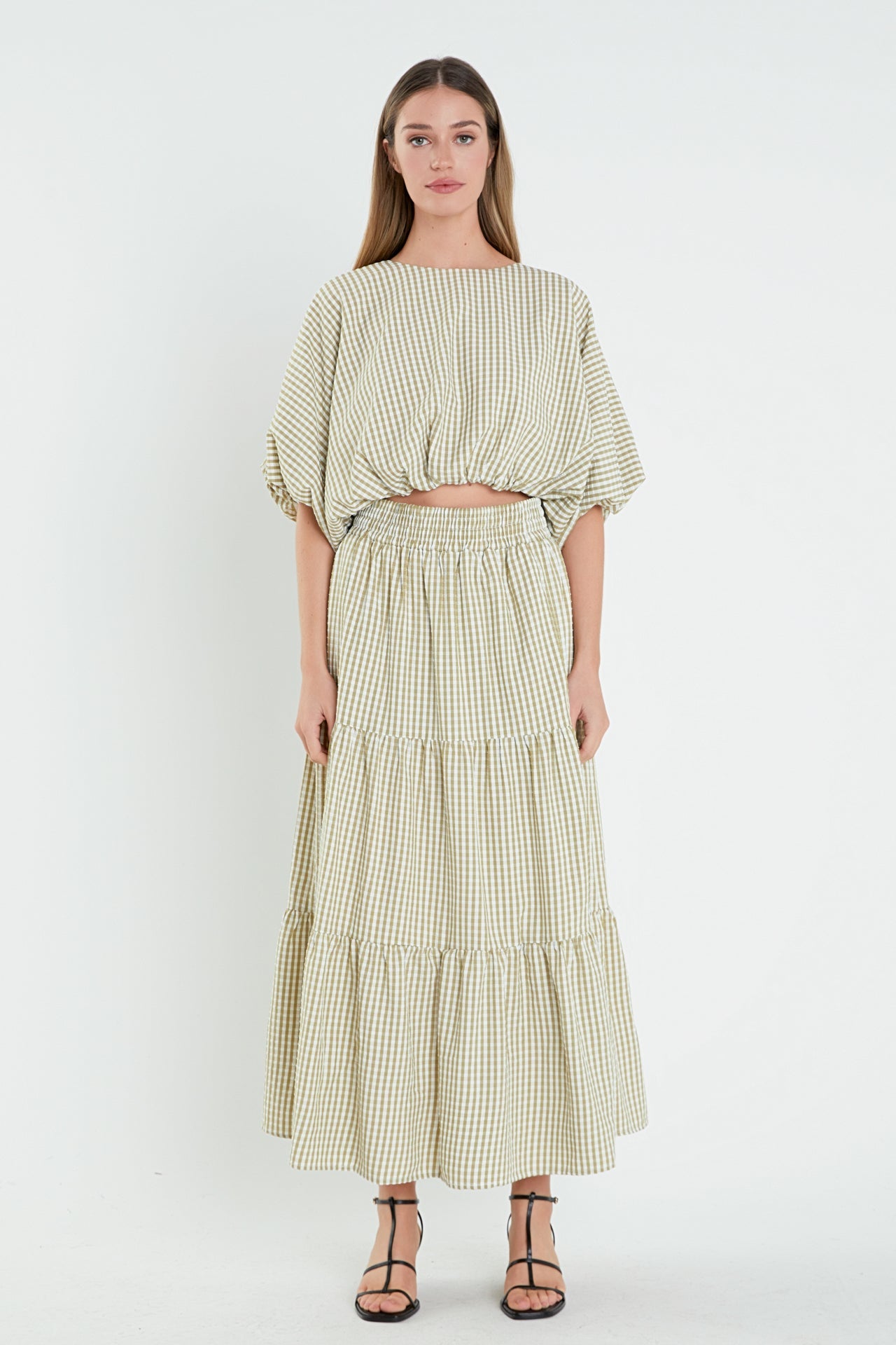 ENGLISH FACTORY - Check Print Tiered Maxi Skirt - SKIRTS available at Objectrare
