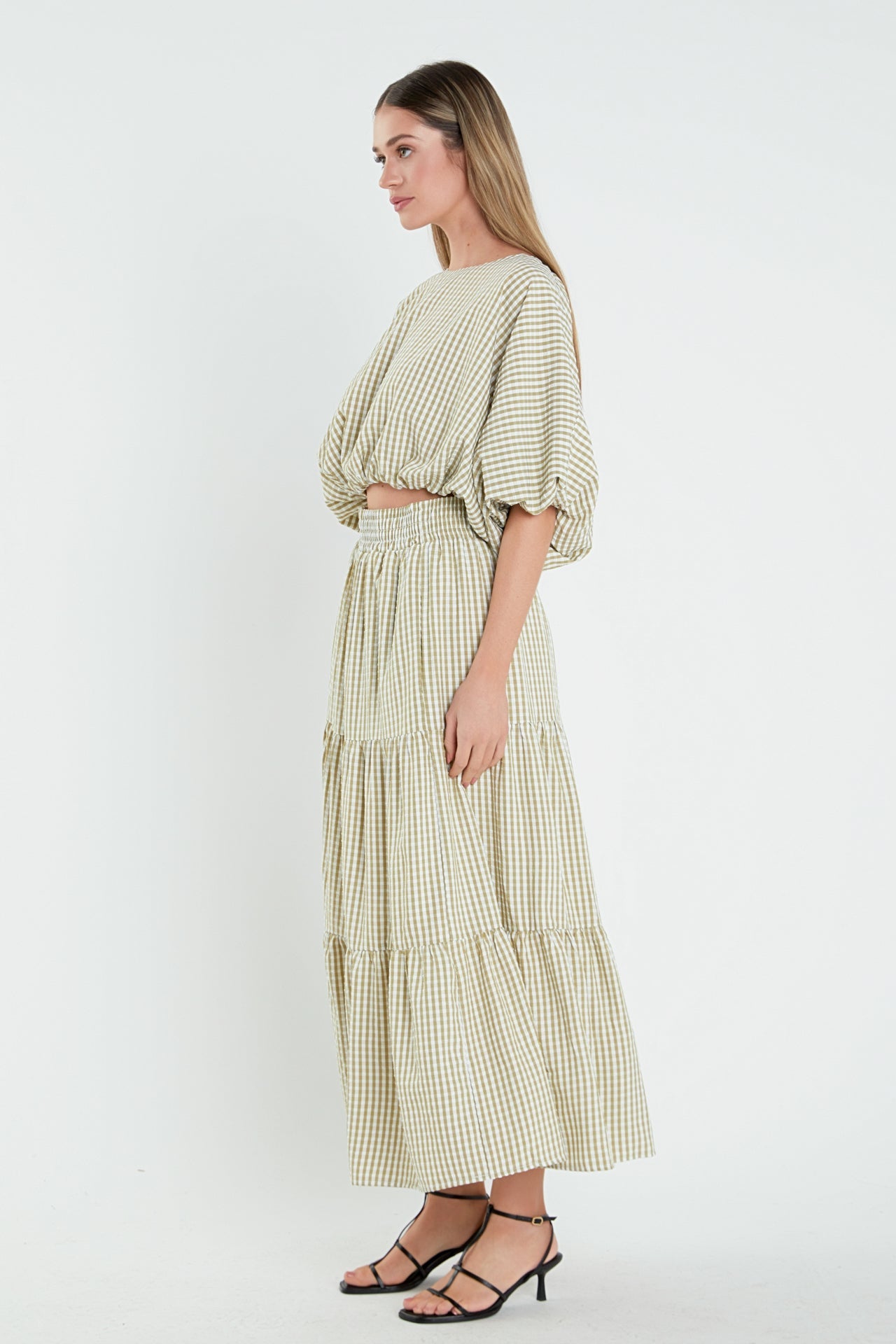 ENGLISH FACTORY - Check Print Tiered Maxi Skirt - SKIRTS available at Objectrare
