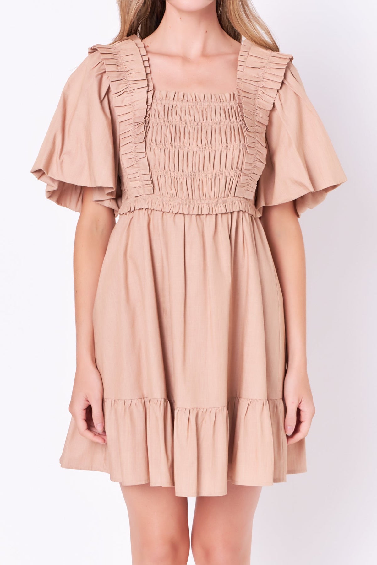 Mini Dress with Puff Sleeves