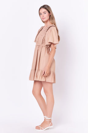 Mini Dress with Puff Sleeves