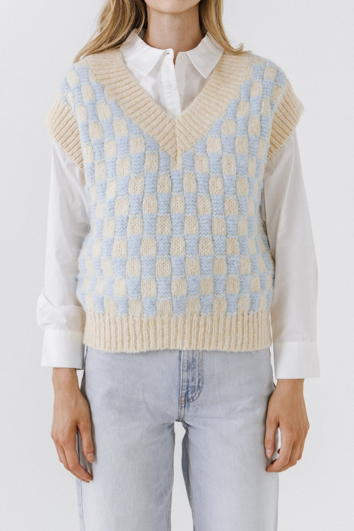 ENGLISH FACTORY - Checker Knit Vest - SWEATERS & KNITS available at Objectrare