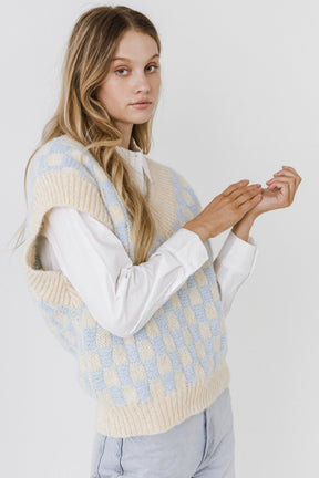 ENGLISH FACTORY - Checker Knit Vest - SWEATERS & KNITS available at Objectrare