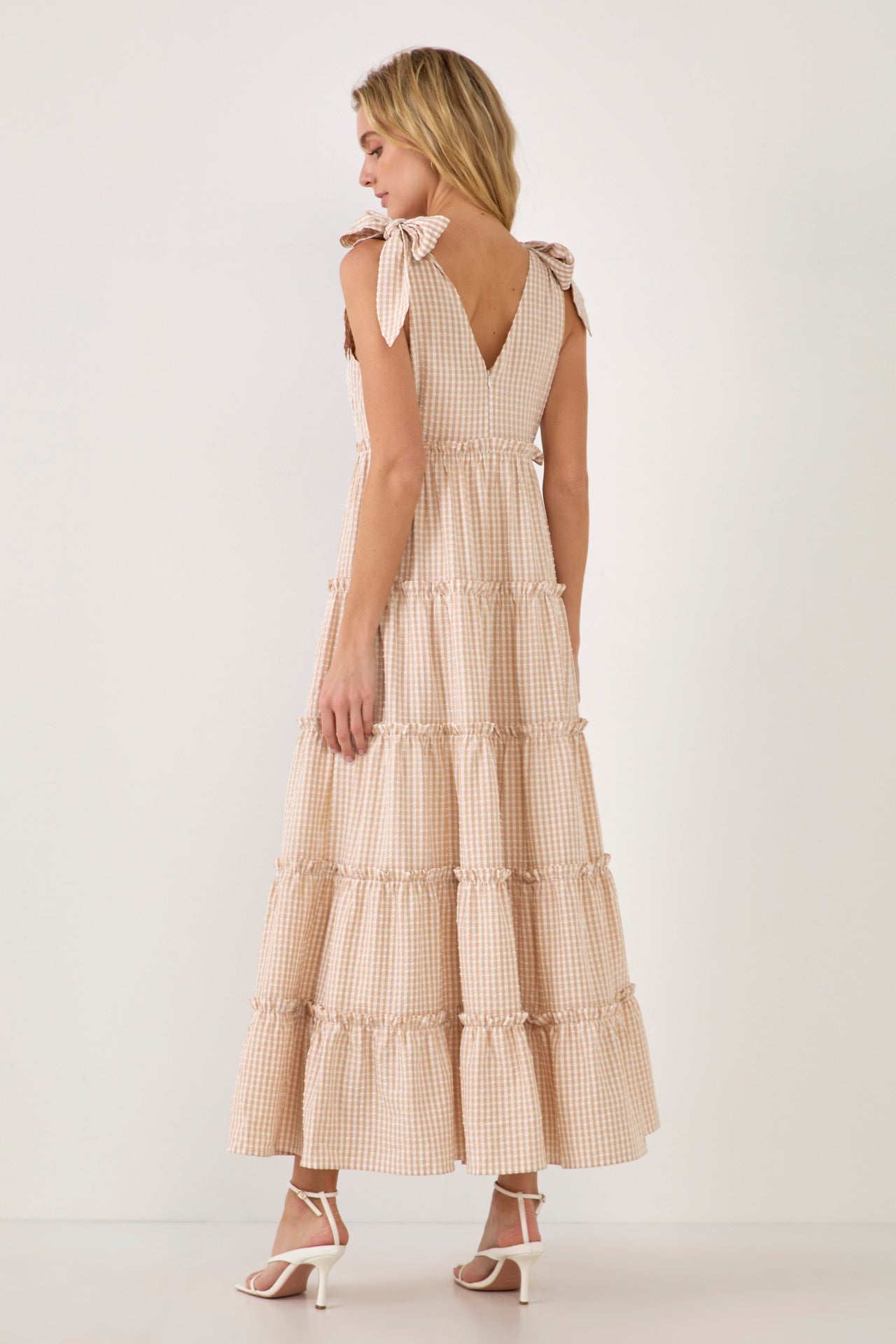 ENGLISH FACTORY - Gingham Maxi Dress with Shoulder Ties - DRESSES available at Objectrare