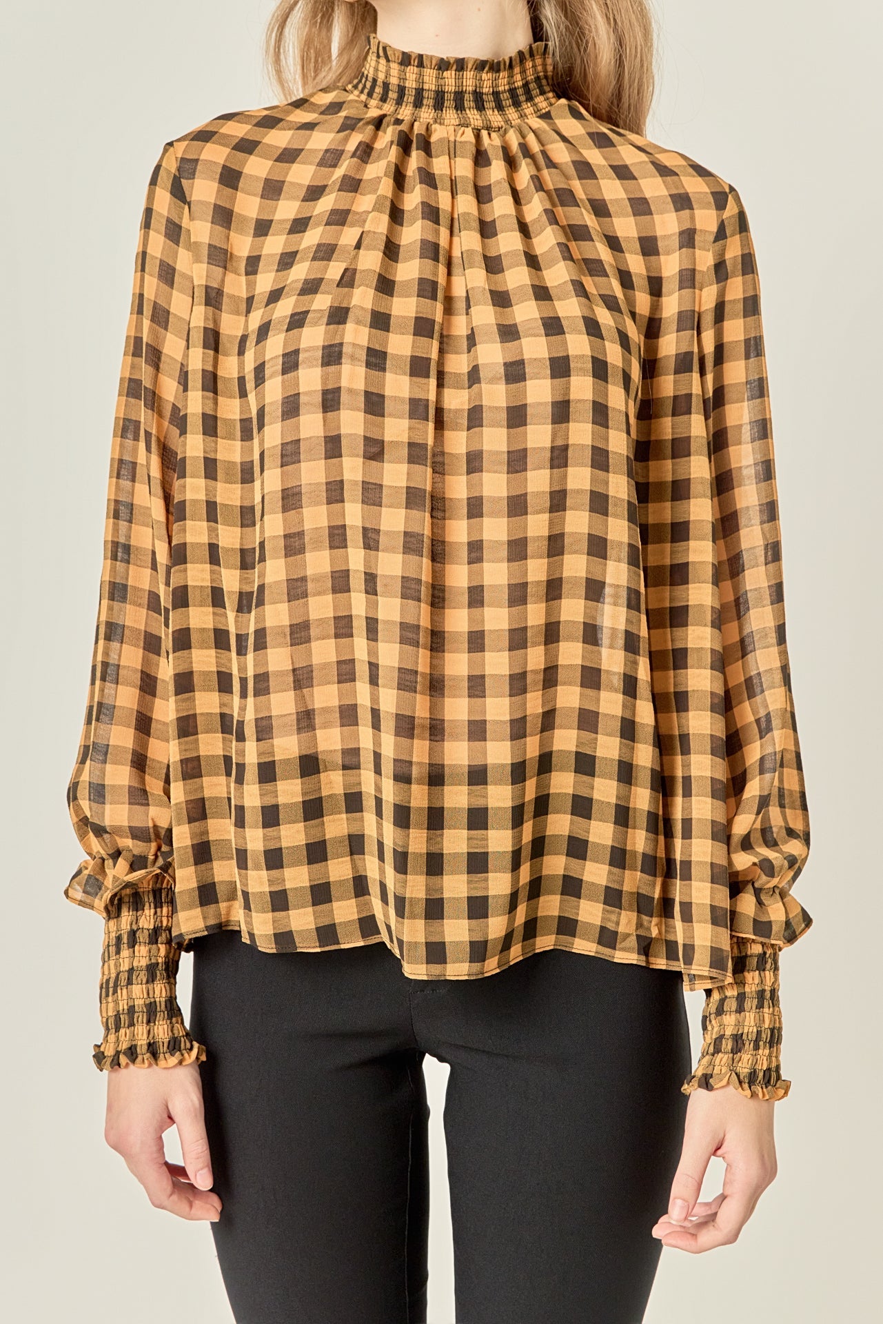 ENGLISH FACTORY - Checker Blouse with Mock Neck - TOPS available at Objectrare