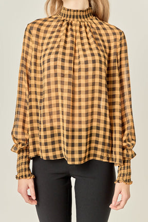 ENGLISH FACTORY - Checker Blouse with Mock Neck - TOPS available at Objectrare