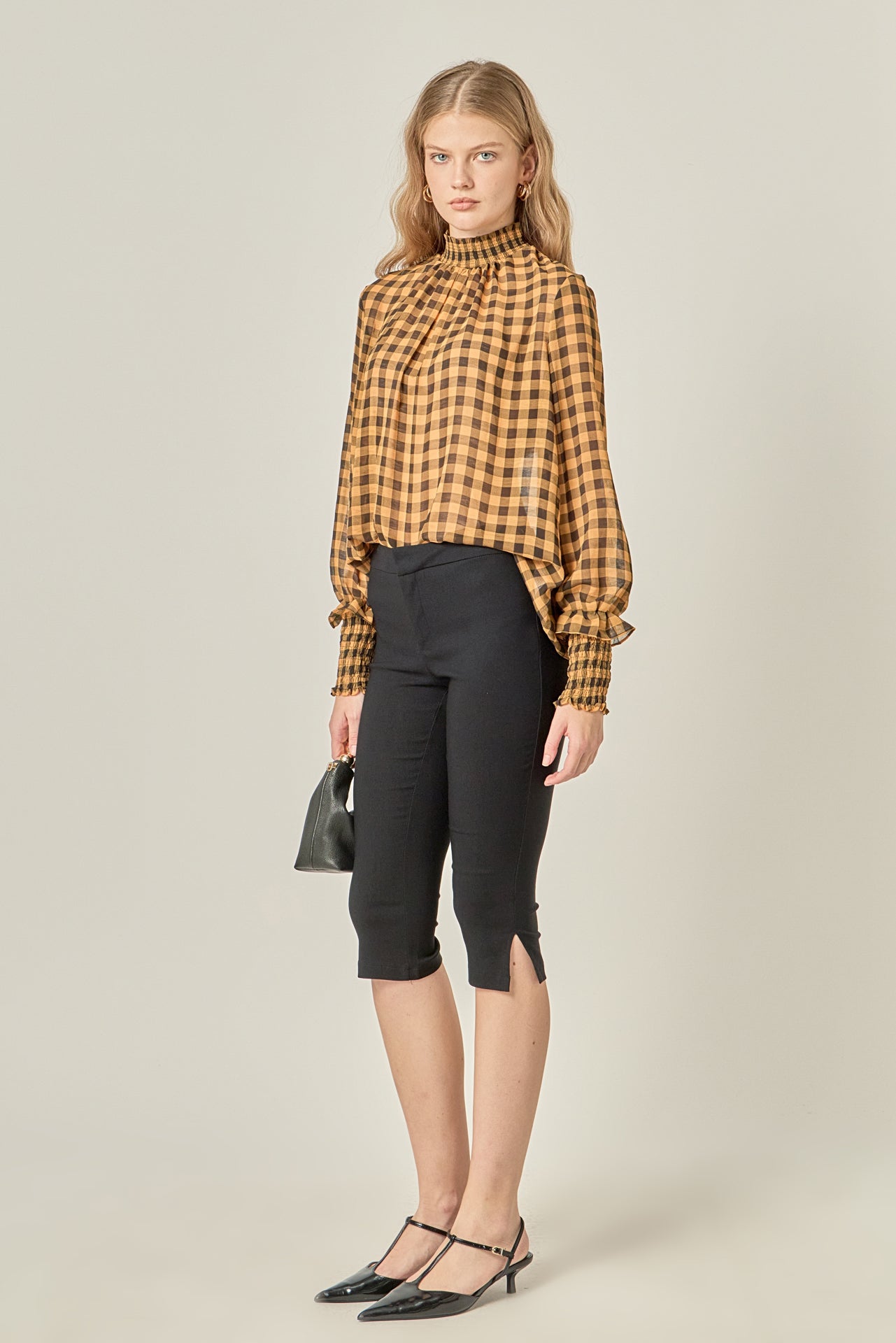ENGLISH FACTORY - Checker Blouse with Mock Neck - TOPS available at Objectrare