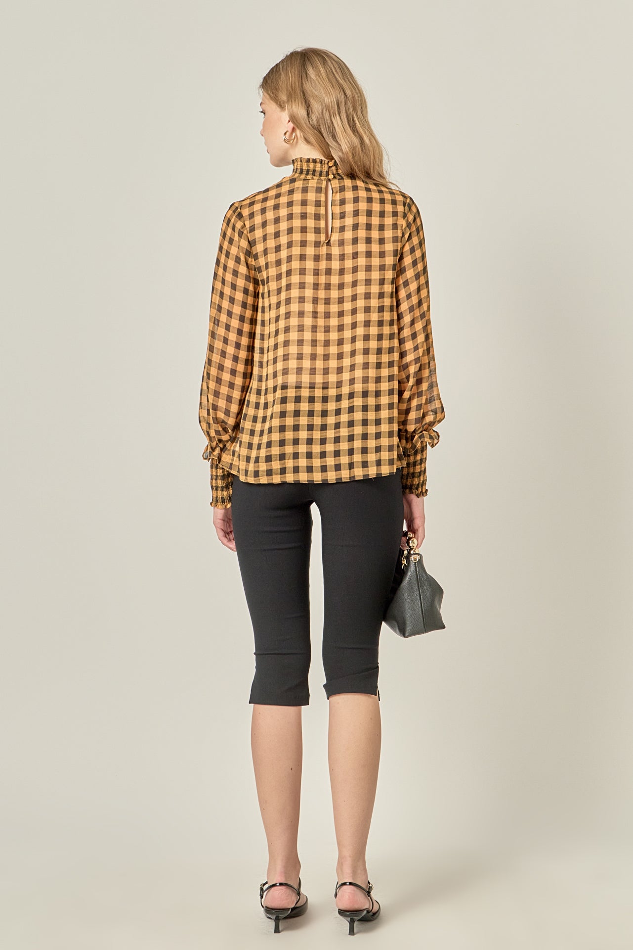 ENGLISH FACTORY - Checker Blouse with Mock Neck - TOPS available at Objectrare