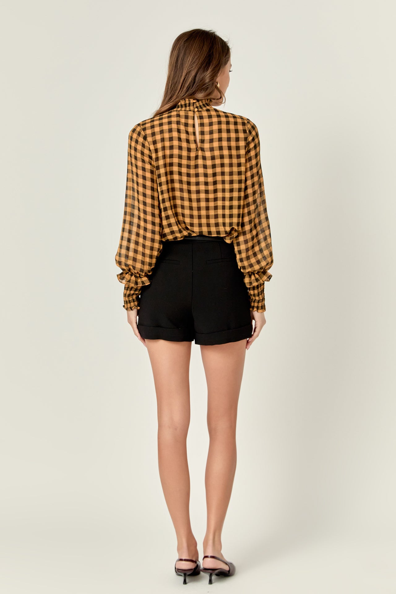 ENGLISH FACTORY - English Factory - Checker Blouse with Mock Neck - SHIRTS & BLOUSES available at Objectrare