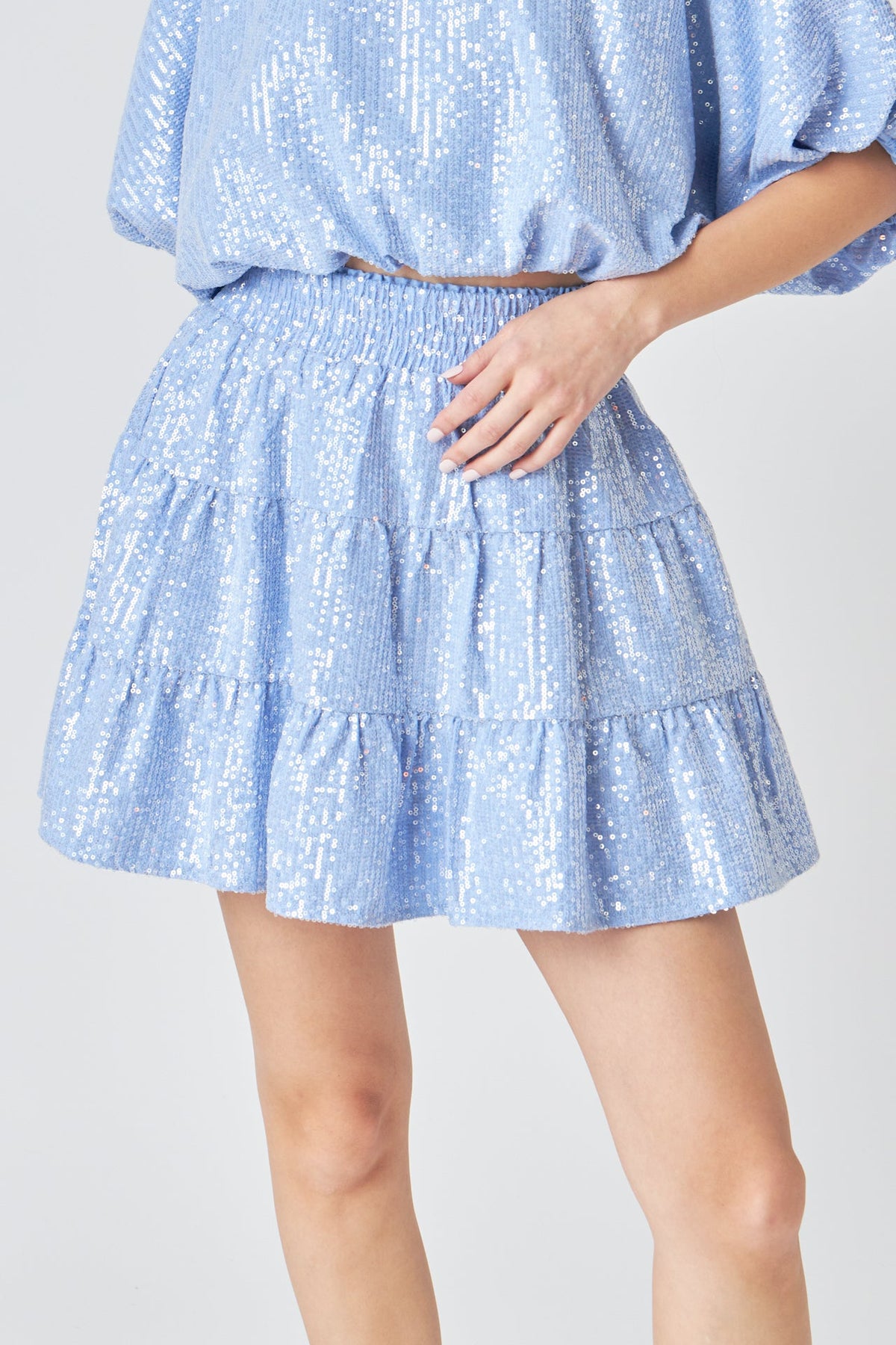 ENDLESS ROSE - Endless Rose - Sequins Ruffled Mini Skirt - SKIRTS available at Objectrare