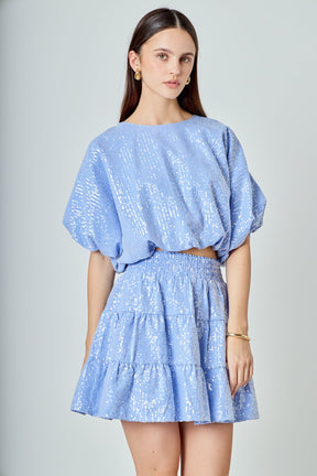 ENDLESS ROSE - Sequins Ruffled Mini Skirt - SKIRTS available at Objectrare