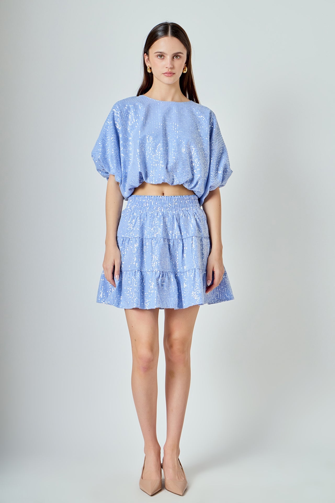 ENDLESS ROSE - Sequins Voluminious Crop Top - TOPS available at Objectrare