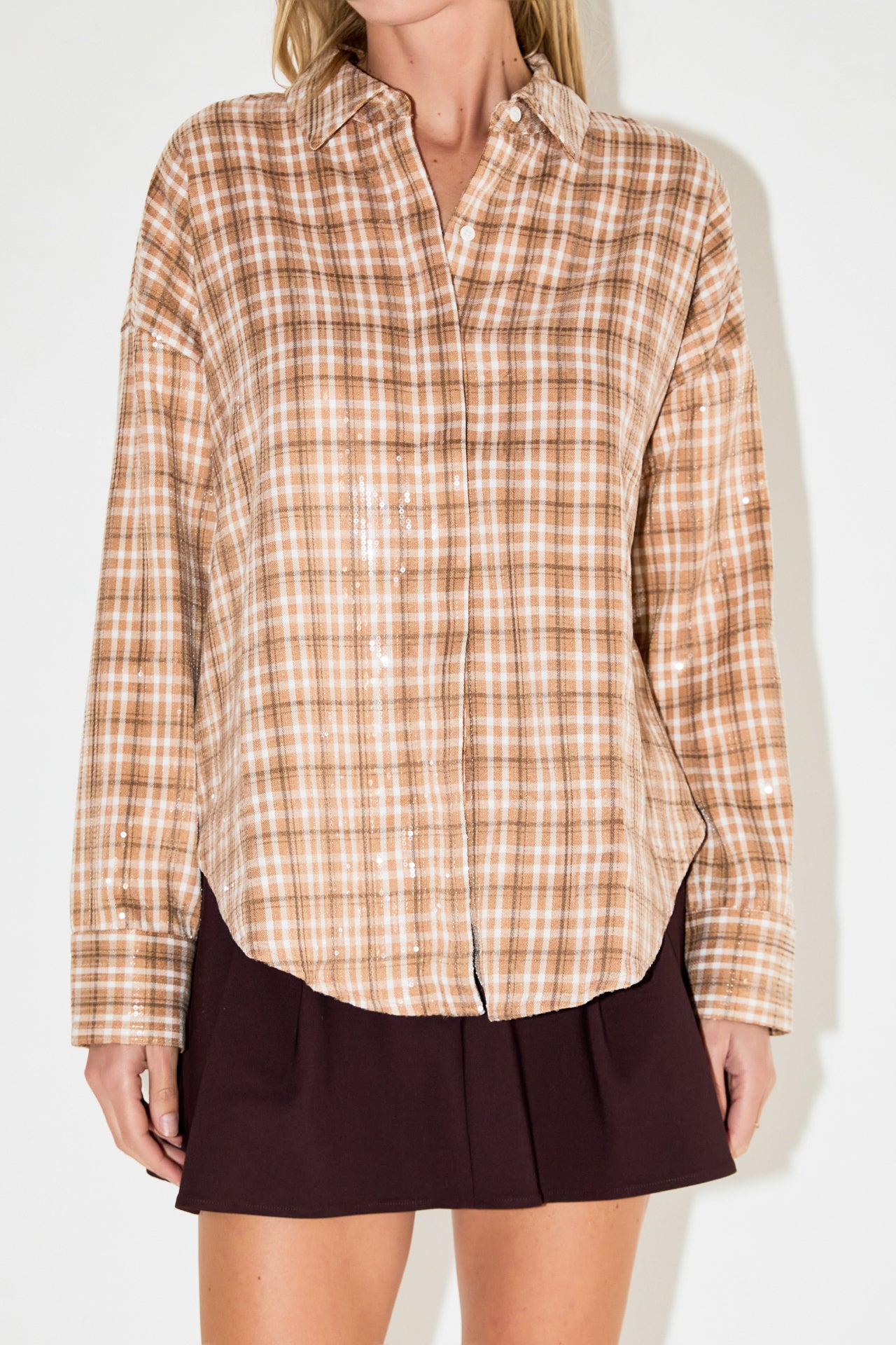 GREY LAB - Plaid Sequin Shirts - TOPS available at Objectrare