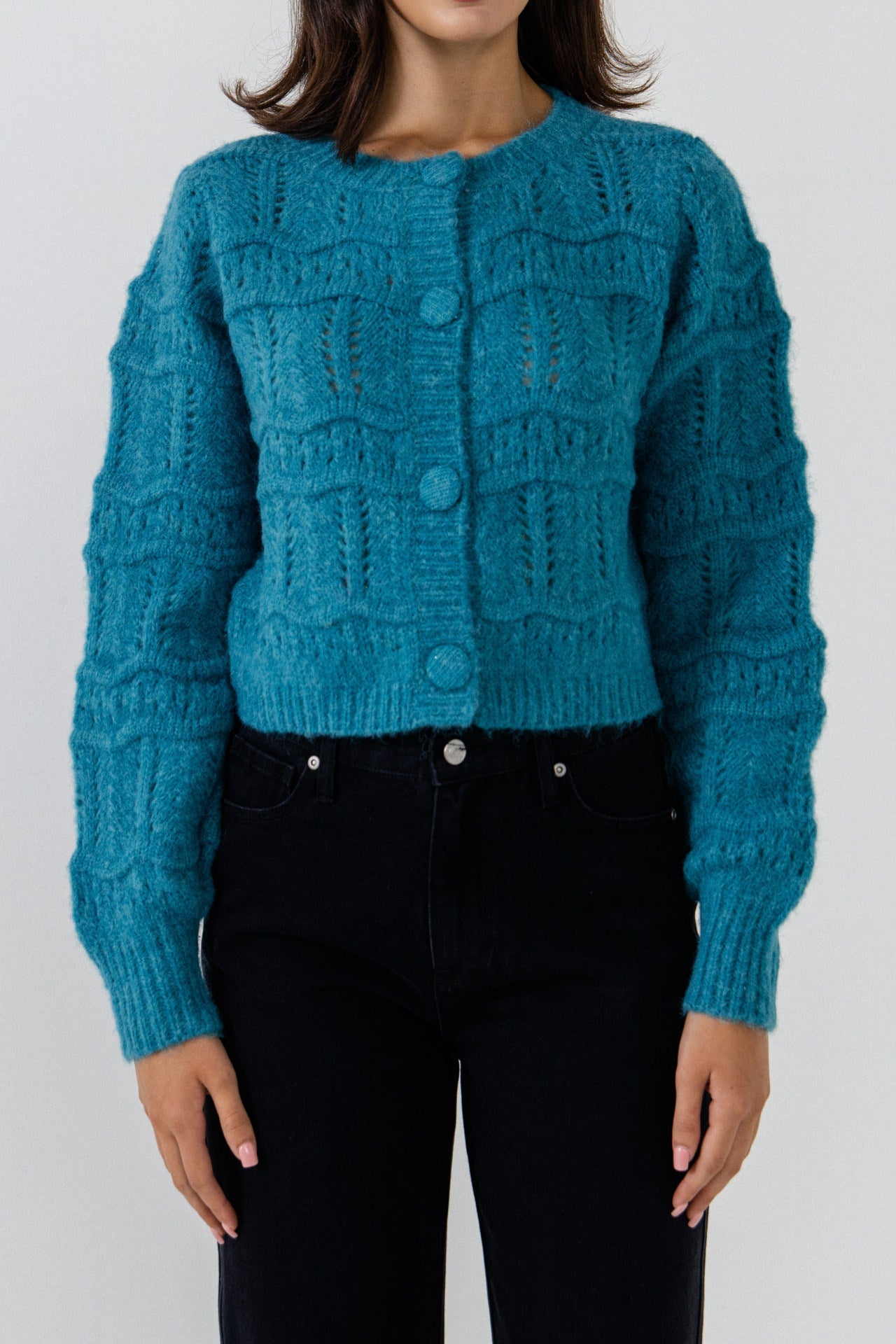 ENDLESS ROSE - Endless Rose - Knitted Cardigan with Cover buttons - CARDIGANS available at Objectrare