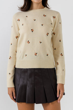 ENDLESS ROSE - Floral Embroidered Sweater - SWEATERS & KNITS available at Objectrare