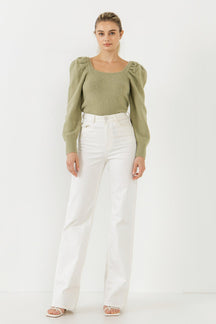 ENDLESS ROSE - Puff Sleeve Sweater - SWEATERS & KNITS available at Objectrare