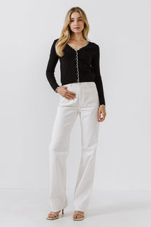 ENGLISH FACTORY - Scalloped Cardigan- Sold Out - SWEATERS & KNITS available at Objectrare