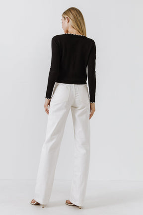 ENGLISH FACTORY - Scalloped Cardigan- Sold Out - SWEATERS & KNITS available at Objectrare
