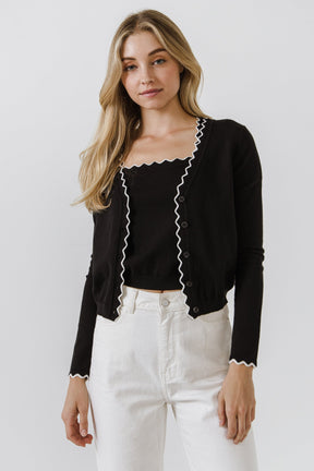 ENGLISH FACTORY - Scalloped Cardigan- Sold Out - SWEATERS & KNITS available at Objectrare