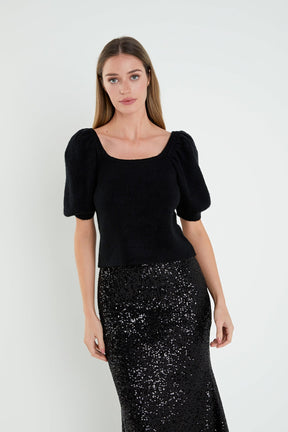 ENGLISH FACTORY - Puff Sleeve Sweater - SWEATERS & KNITS available at Objectrare