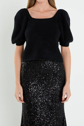 ENGLISH FACTORY - Puff Sleeve Sweater - SWEATERS & KNITS available at Objectrare