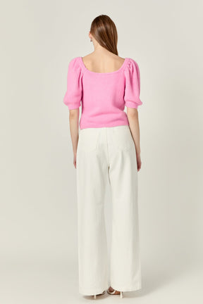 ENGLISH FACTORY - Puff Sleeve Sweater - SWEATERS & KNITS available at Objectrare