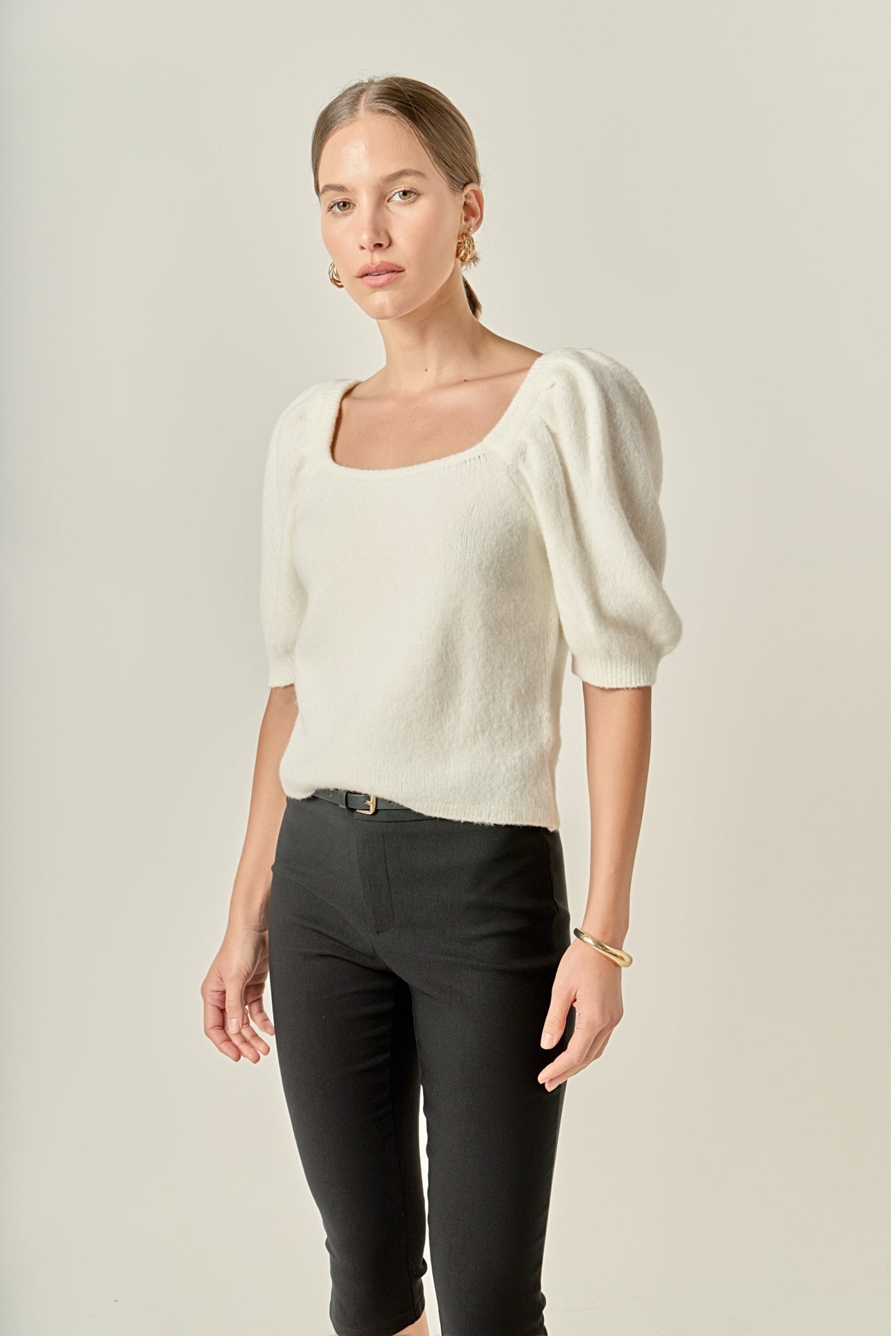 ENGLISH FACTORY - Puff Sleeve Sweater - SWEATERS & KNITS available at Objectrare