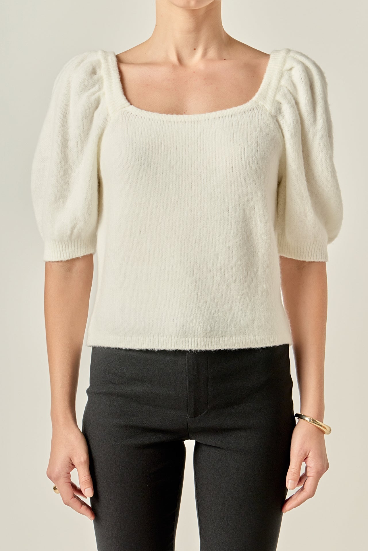 ENGLISH FACTORY - Puff Sleeve Sweater - SWEATERS & KNITS available at Objectrare