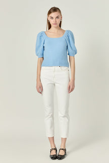 ENGLISH FACTORY - Puff Sleeve Sweater - SWEATERS & KNITS available at Objectrare