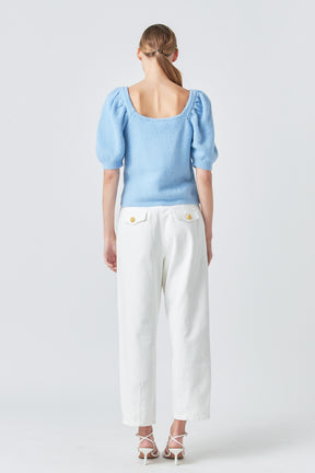 ENGLISH FACTORY - Puff Sleeve Sweater - SWEATERS & KNITS available at Objectrare