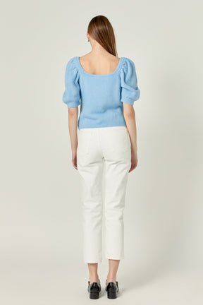 ENGLISH FACTORY - Puff Sleeve Sweater - SWEATERS & KNITS available at Objectrare