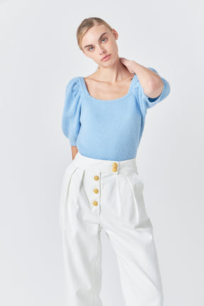 ENGLISH FACTORY - Puff Sleeve Sweater - SWEATERS & KNITS available at Objectrare