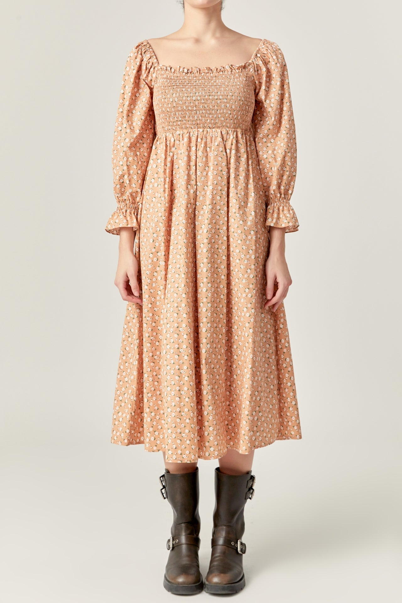 ENGLISH FACTORY - English Factory - Floral Smocked Midi Dress - DRESSES available at Objectrare