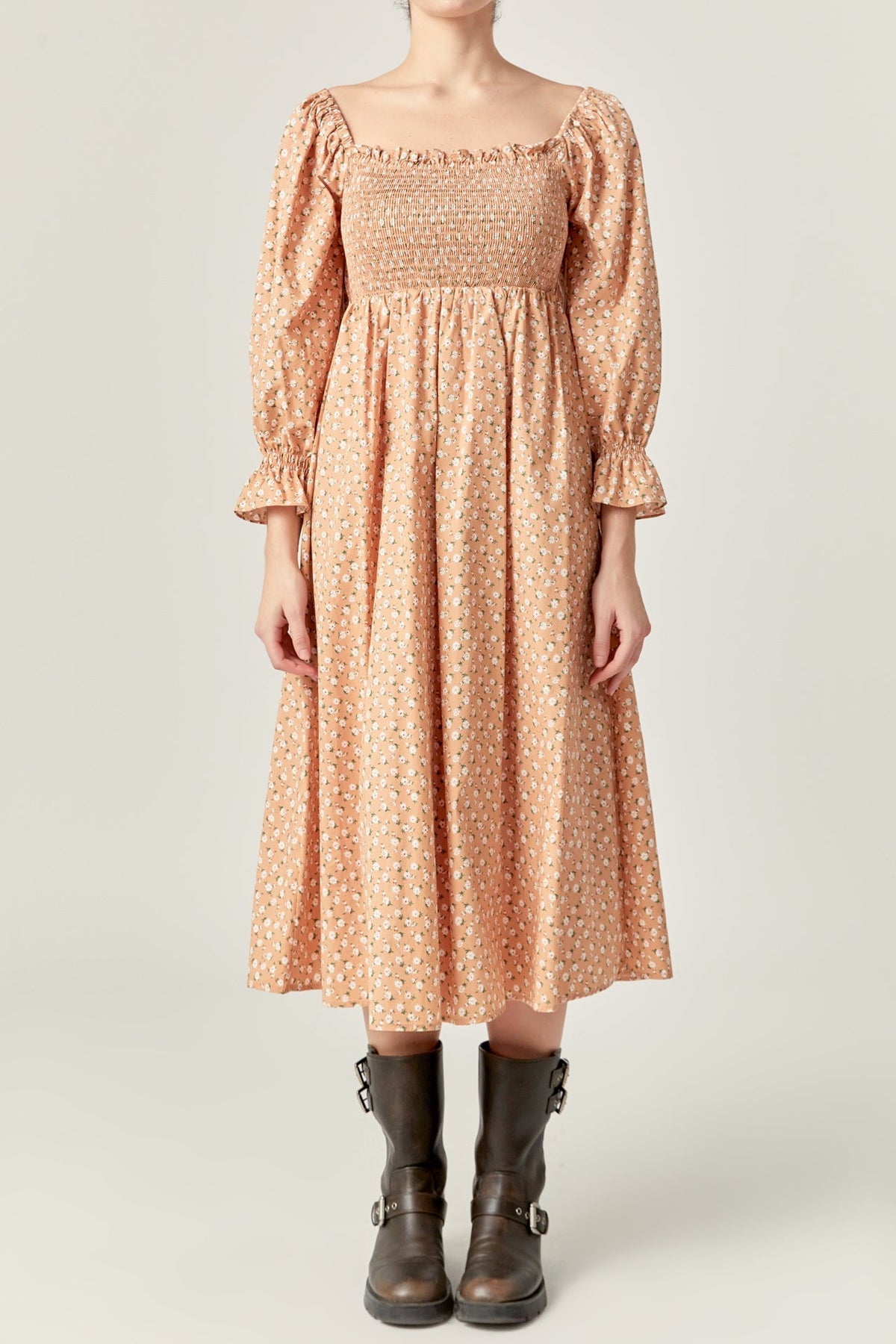 ENGLISH FACTORY - Floral Smocked Midi Dress - DRESSES available at Objectrare