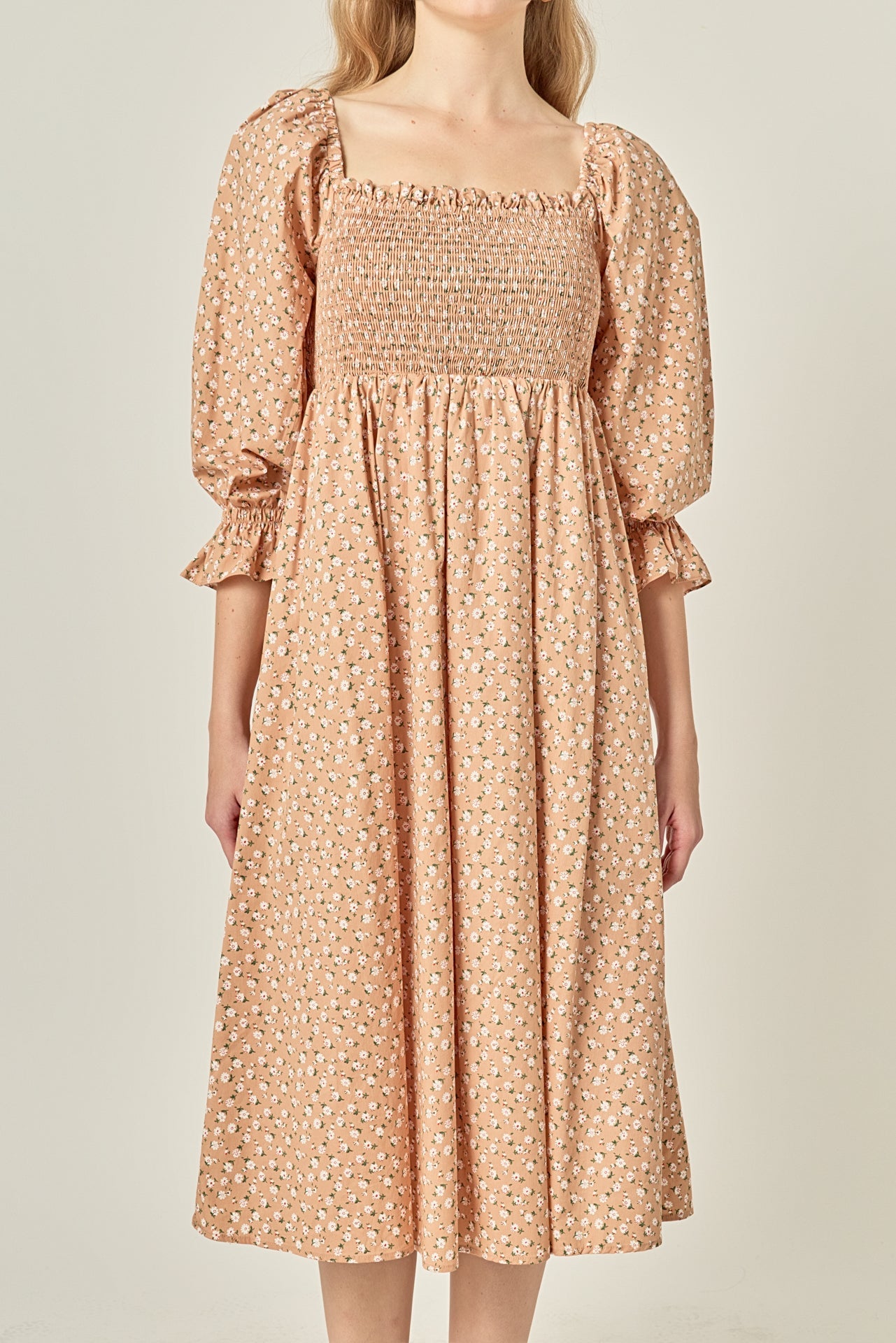 ENGLISH FACTORY - Floral Smocked Midi Dress - DRESSES available at Objectrare