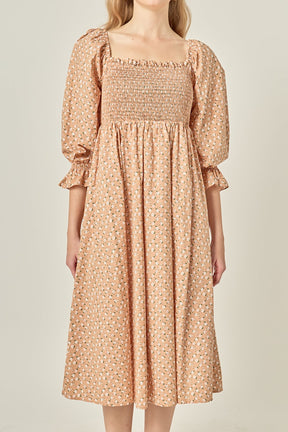 ENGLISH FACTORY - Floral Smocked Midi Dress - DRESSES available at Objectrare
