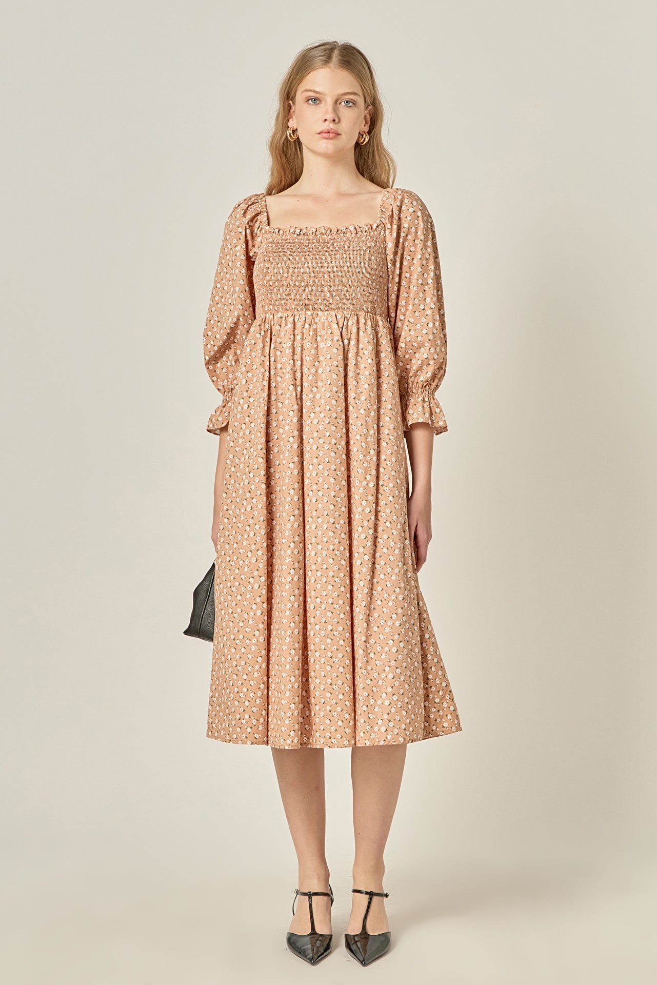 ENGLISH FACTORY - Floral Smocked Midi Dress - DRESSES available at Objectrare