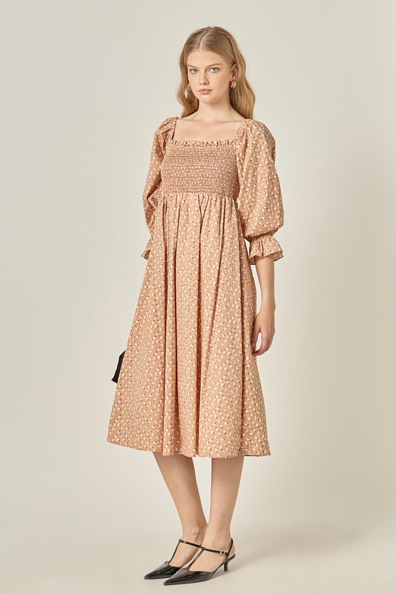 ENGLISH FACTORY - Floral Smocked Midi Dress - DRESSES available at Objectrare
