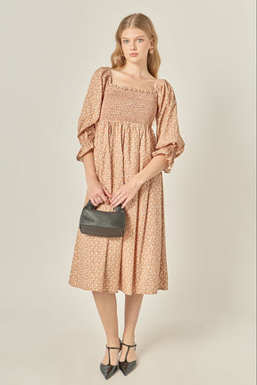 ENGLISH FACTORY - Floral Smocked Midi Dress - DRESSES available at Objectrare