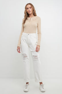 FREE THE ROSES - Lace Inserted Bodysuit - TOPS available at Objectrare