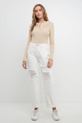 FREE THE ROSES - Lace Inserted Bodysuit - TOPS available at Objectrare