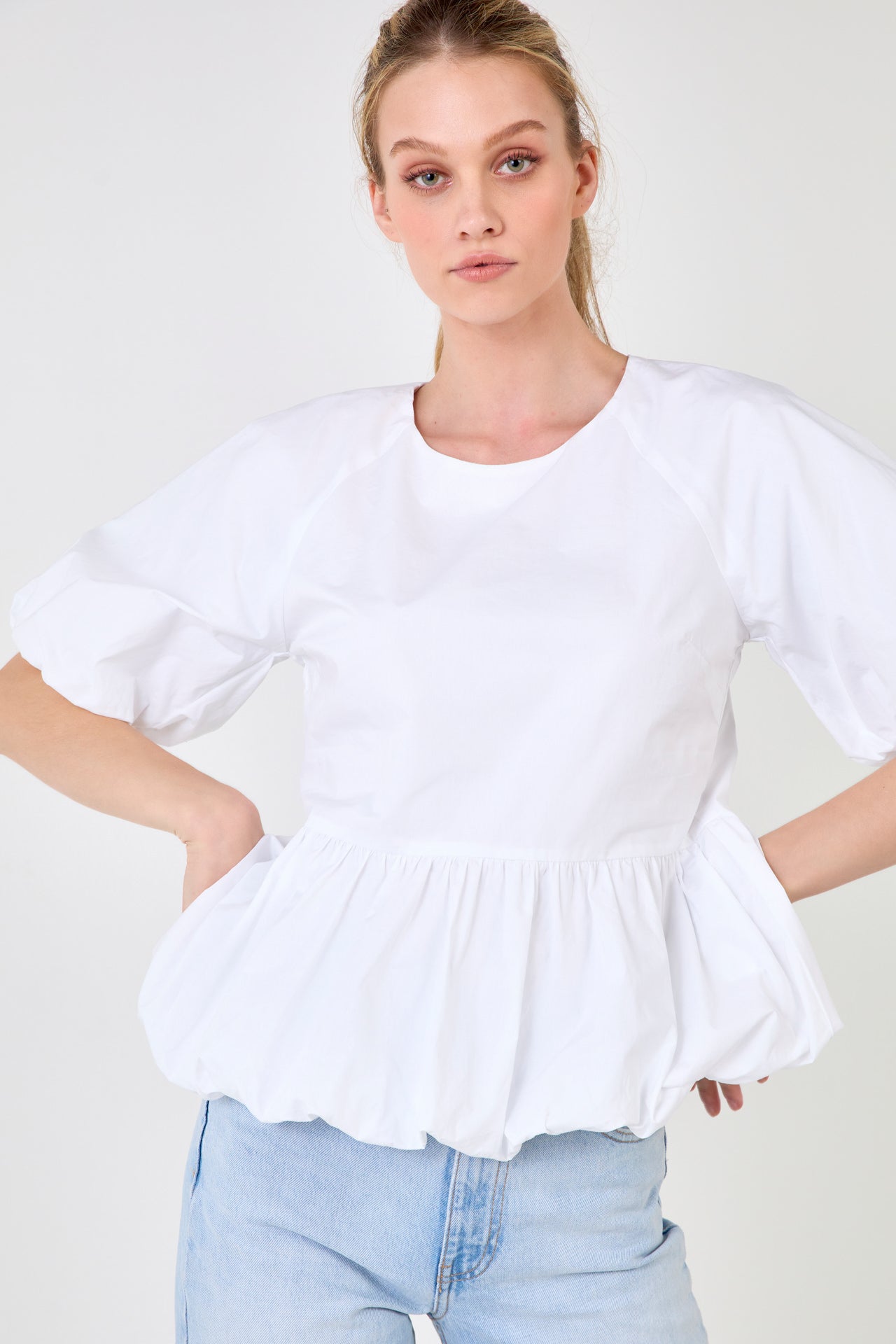 ENGLISH FACTORY - Balloon Poplin Top - TOPS available at Objectrare