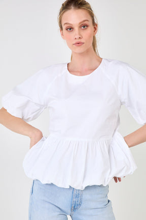 ENGLISH FACTORY - Balloon Poplin Top - TOPS available at Objectrare