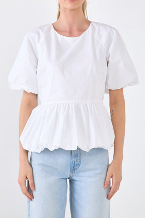 ENGLISH FACTORY - Balloon Poplin Top - TOPS available at Objectrare