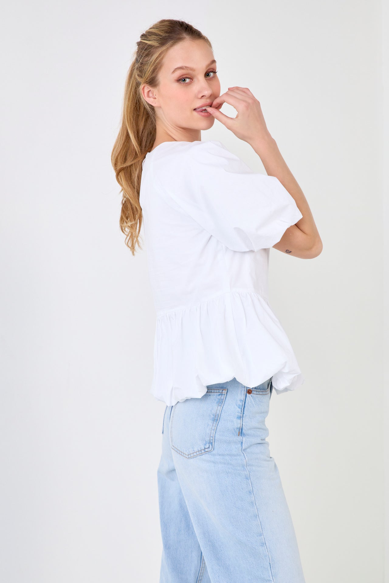 ENGLISH FACTORY - Balloon Poplin Top - TOPS available at Objectrare