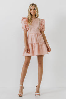 ENGLISH FACTORY - Lace Inserted Dress with Puff Sleeves - DRESSES available at Objectrare