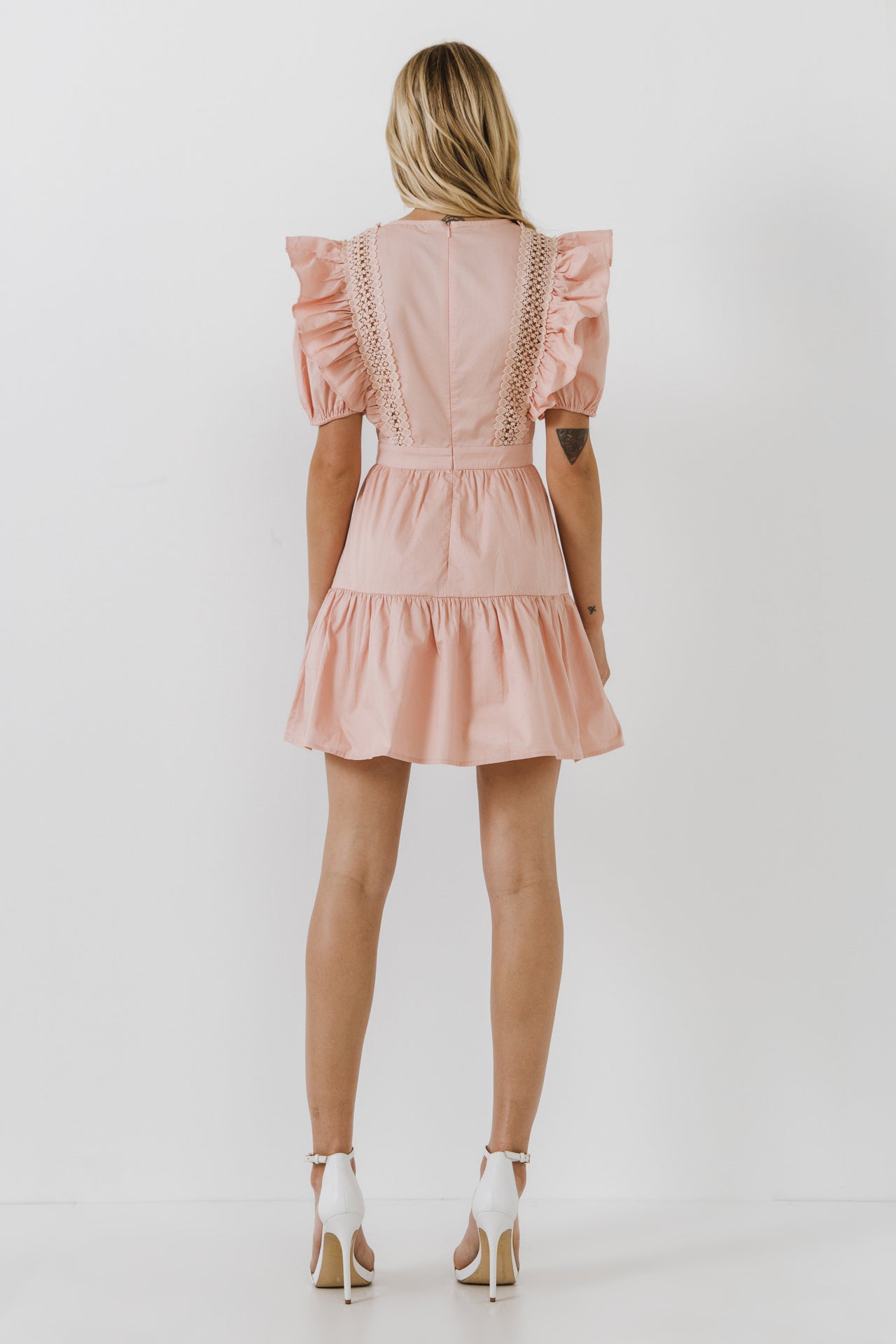 ENGLISH FACTORY - Lace Inserted Dress with Puff Sleeves - DRESSES available at Objectrare