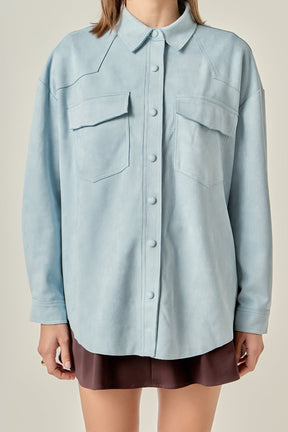 ENGLISH FACTORY - Faux Suede Oversized Shirts - BLOUSES available at Objectrare