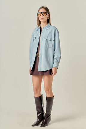ENGLISH FACTORY - Faux Suede Oversized Shirts - BLOUSES available at Objectrare