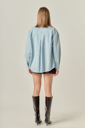 ENGLISH FACTORY - Faux Suede Oversized Shirts - BLOUSES available at Objectrare